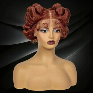 Luxurious 6-Inch Full Lace Braided Wig with Baby Hair -color #350